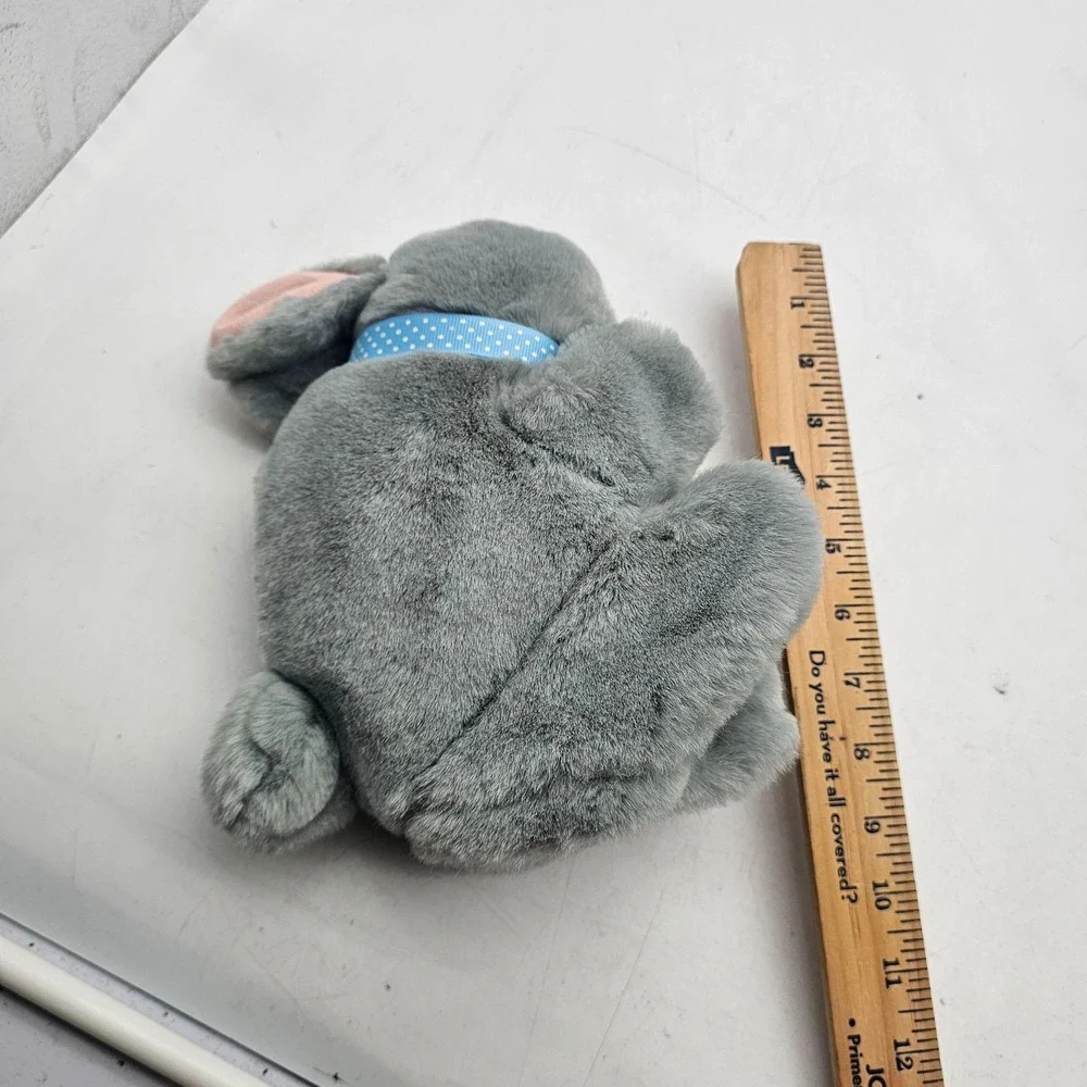 Bunny Rabbit Hand Puppet Plush Stuffed Toy Small Gray Easter Soft Cute Washable